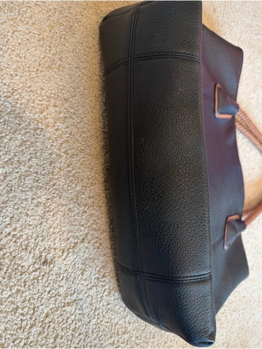Michael Kors Black Leather Tote with Tan Braided Handles